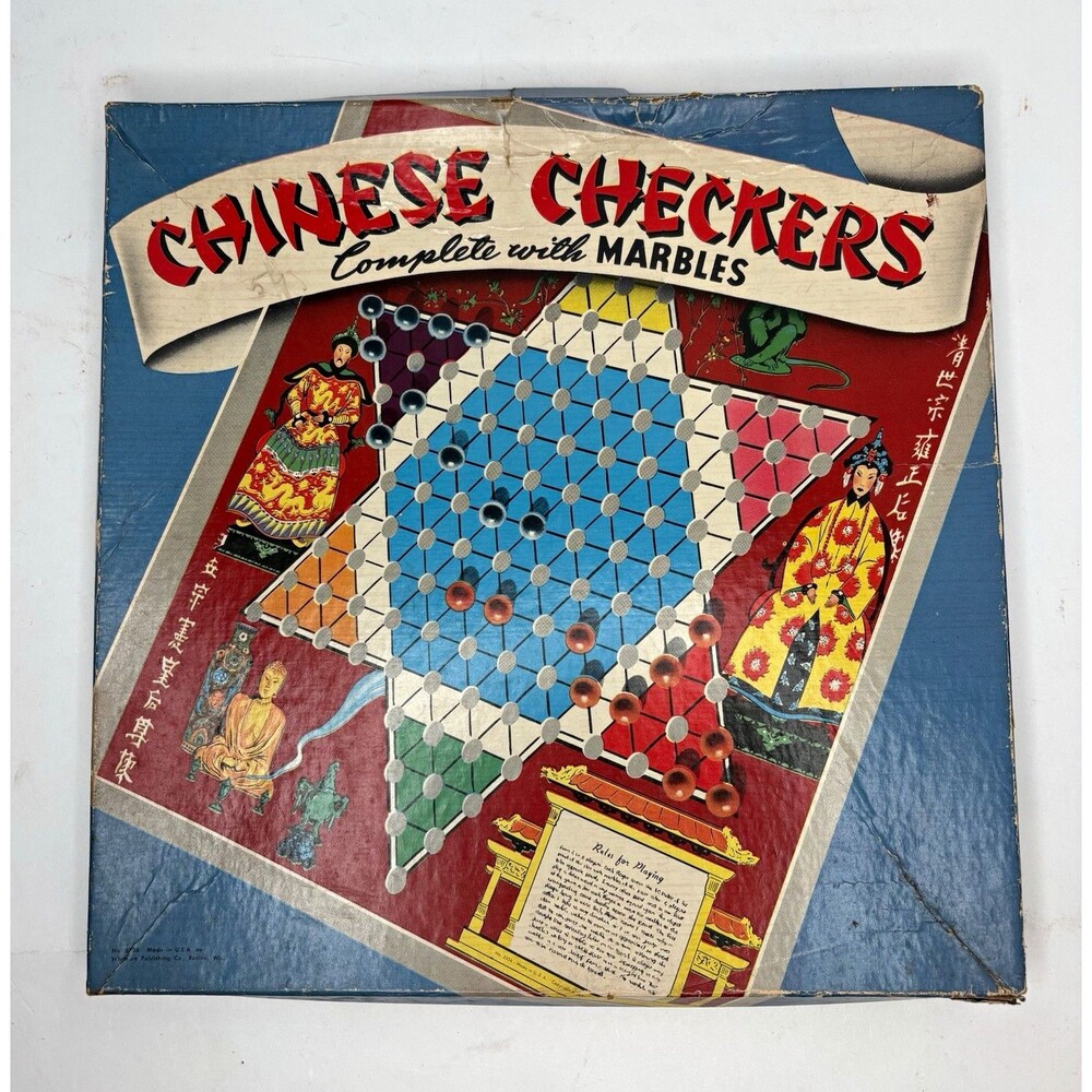 Title: Vintage Whitman Chinese Checkers No. 5326 Board Game Box 39 Marbles USA